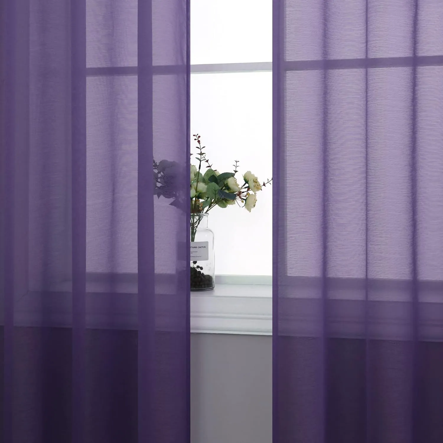 Mrs.Naturall Royal Purple Room Decor Set of 2 Grommet Transparent Voile Sheer Curtains for Living Room Kids Girls Bedroom 84 Inch Length Women Decorations Violet Plum Dark Purple