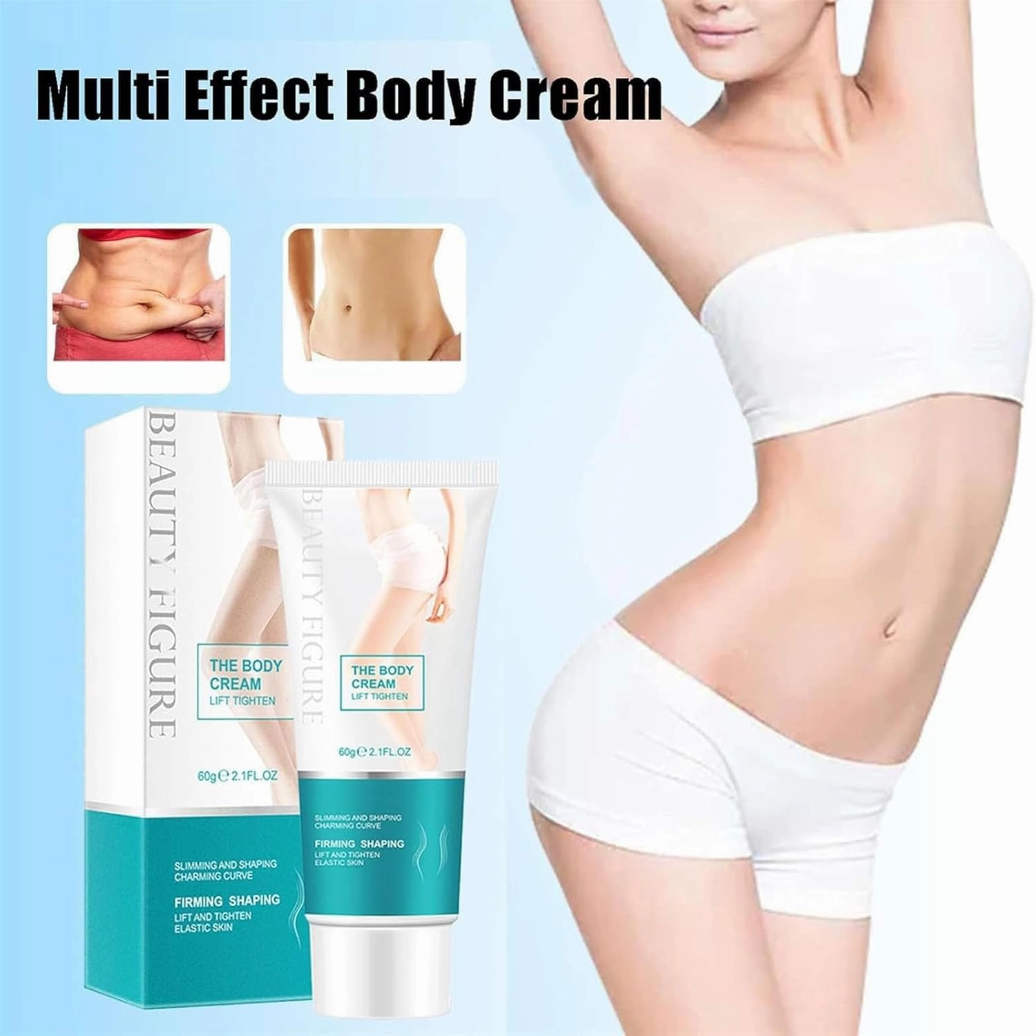 Multi Effect Body Massage Cream, Beauty Figure Body Slimming Massage Cream, Skin Tightening Body Crema, Firming Lotion Body Moisturizer Lifting Cream, for All Skin - 60g (3Pcs)