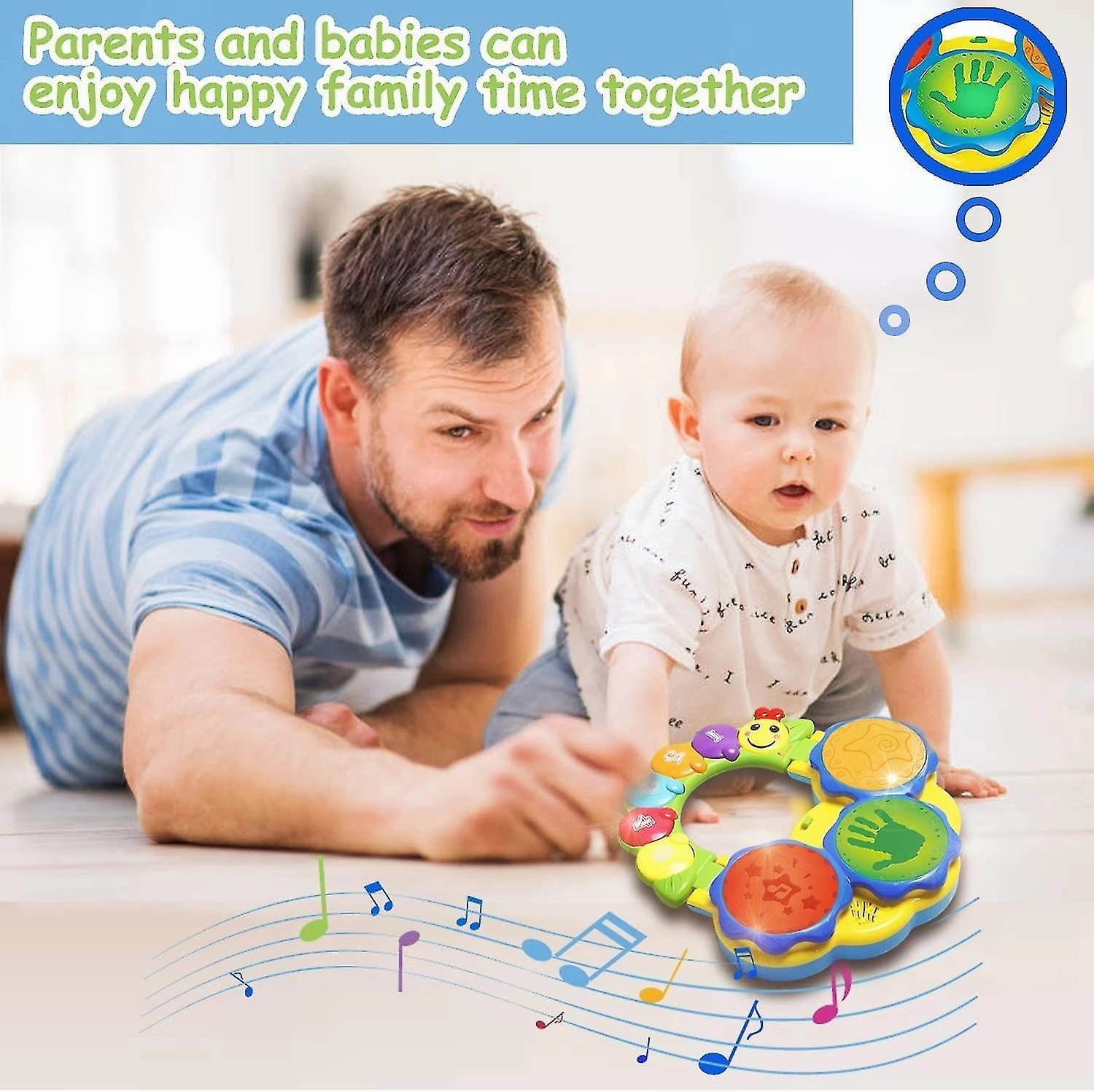 Music Toy Portable Musical Drums Piano Musical Instrument Baby Toys 6 To 12 Mon
