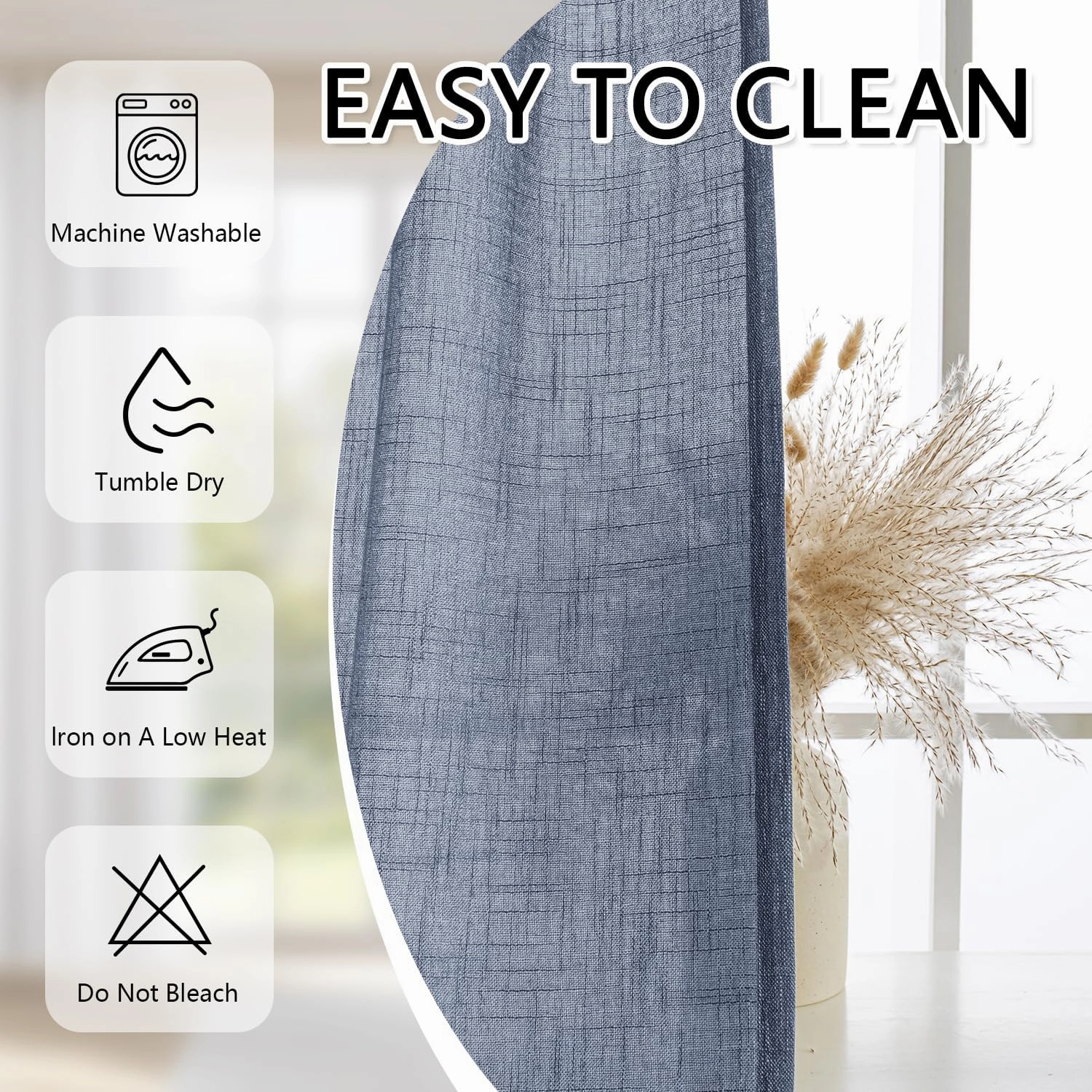 MYSKY HOME Dusty Blue Curtains 84 Inches Long for Bedroom, Pinch Pleated Semi Sheer Soft Cotton Window Curtains Set for Living Room Back Tab Drapes Country Curtain, 40" x 84", Dusty Blue, 2 Panels