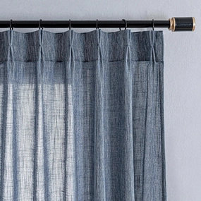 MYSKY HOME Dusty Blue Curtains 84 Inches Long for Bedroom, Pinch Pleated Semi Sheer Soft Cotton Window Curtains Set for Living Room Back Tab Drapes Country Curtain, 40" x 84", Dusty Blue, 2 Panels