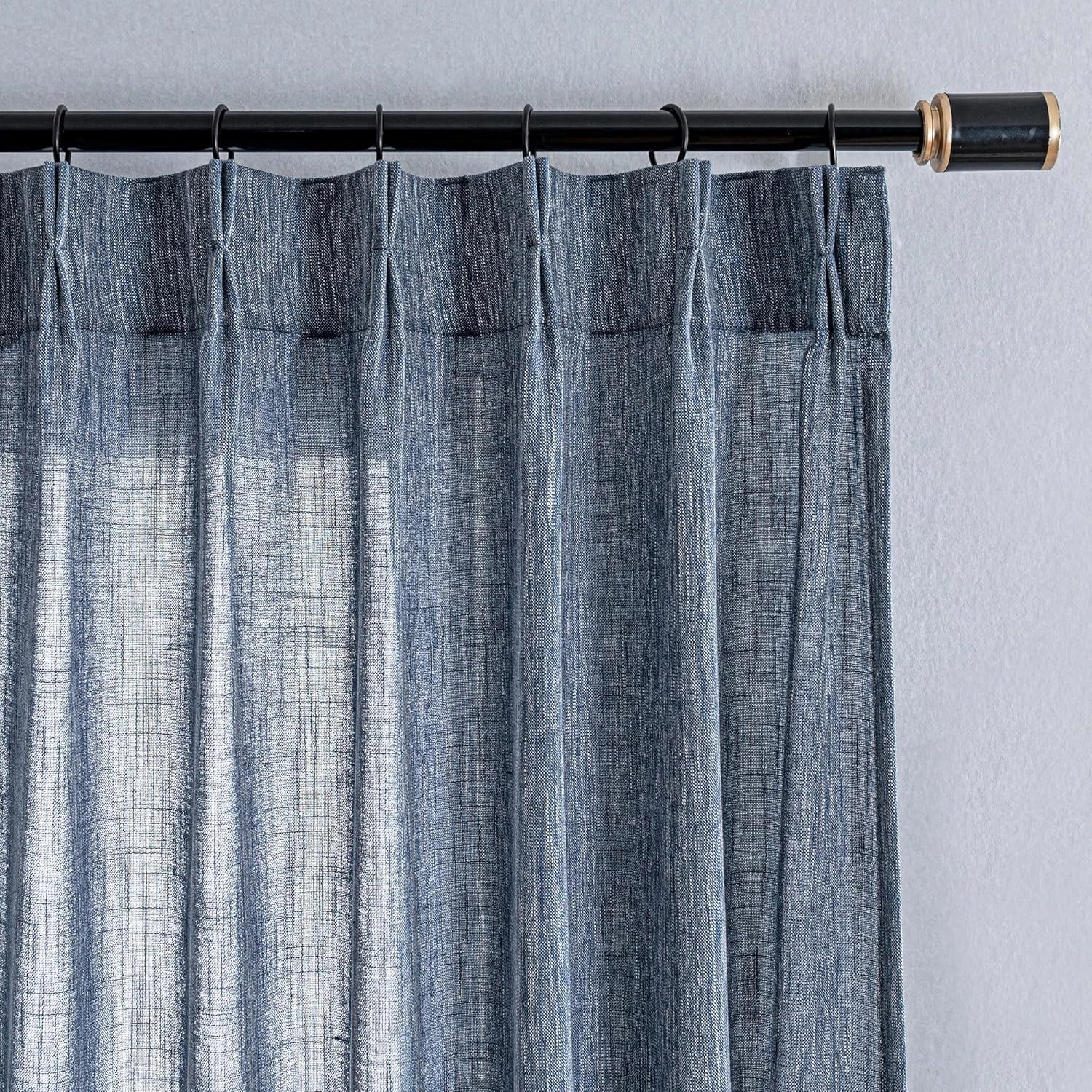MYSKY HOME Dusty Blue Curtains 84 Inches Long for Bedroom, Pinch Pleated Semi Sheer Soft Cotton Window Curtains Set for Living Room Back Tab Drapes Country Curtain, 40" x 84", Dusty Blue, 2 Panels