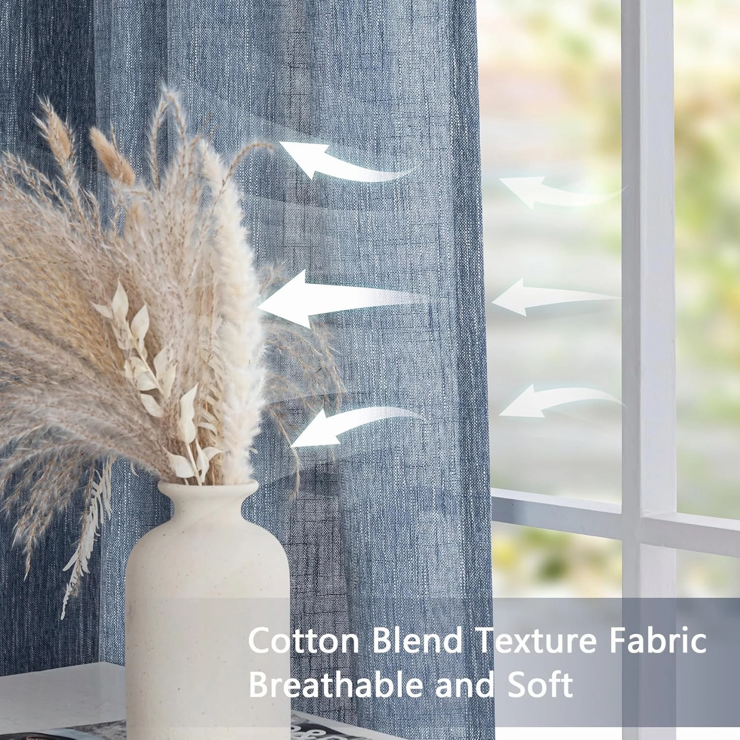 MYSKY HOME Dusty Blue Curtains 84 Inches Long for Bedroom, Pinch Pleated Semi Sheer Soft Cotton Window Curtains Set for Living Room Back Tab Drapes Country Curtain, 40" x 84", Dusty Blue, 2 Panels