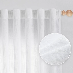 MYSKY HOME White Curtains 84 Inch Length 2 Panels Set, Semi Sheer Cotton Blend Soft Touch Light Filtering Drapes for Doorways Sliding Glass Door, 50" Wide per Panel, White, 2 PCs