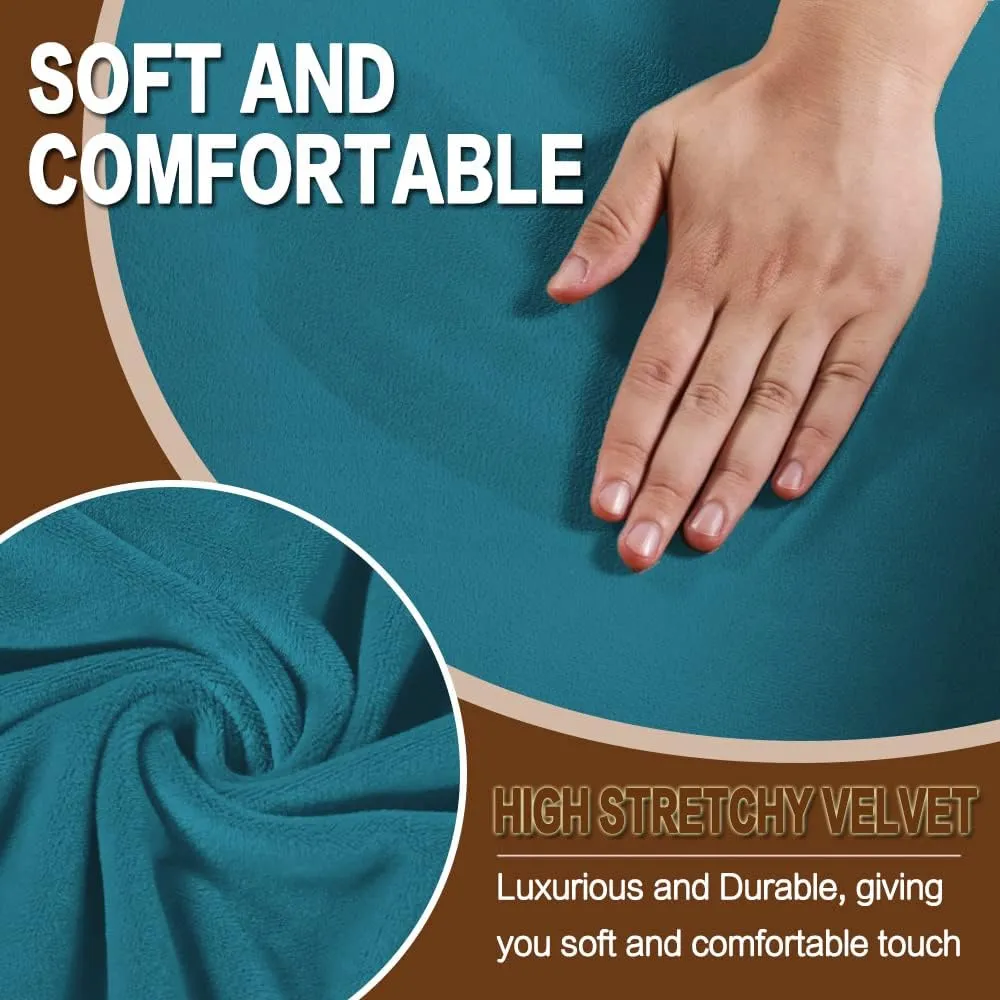 NA Velvet T Cushion Sofa Slipcover 2 Pieces Sofa Covers for T Cushion Sofa Soft Couch Cover Sofa Slip Covers Furniture Protector with 1 Individual T Cushion Shape Seat (Deep Teal, Chair)