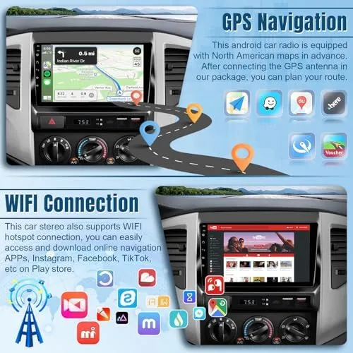 Naifay Android Car Radio for Toyota Tacoma 2005-2015 Wireless Carplay & Android Auto, 2G 32G 9 Inch IPS Touch Screen for Tacoma Car Stereo Bluetooth FM in Dash GPS WiFi Backup Camera MirrorLink SWC