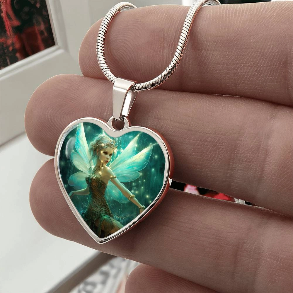 Nature Fairy Heart Pendant Necklace: Turquoise Enchantment - A Symbol of Love & Guardianship | Ideal Gift for Special Women
