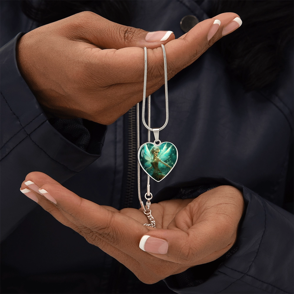 Nature Fairy Heart Pendant Necklace: Turquoise Enchantment - A Symbol of Love & Guardianship | Ideal Gift for Special Women