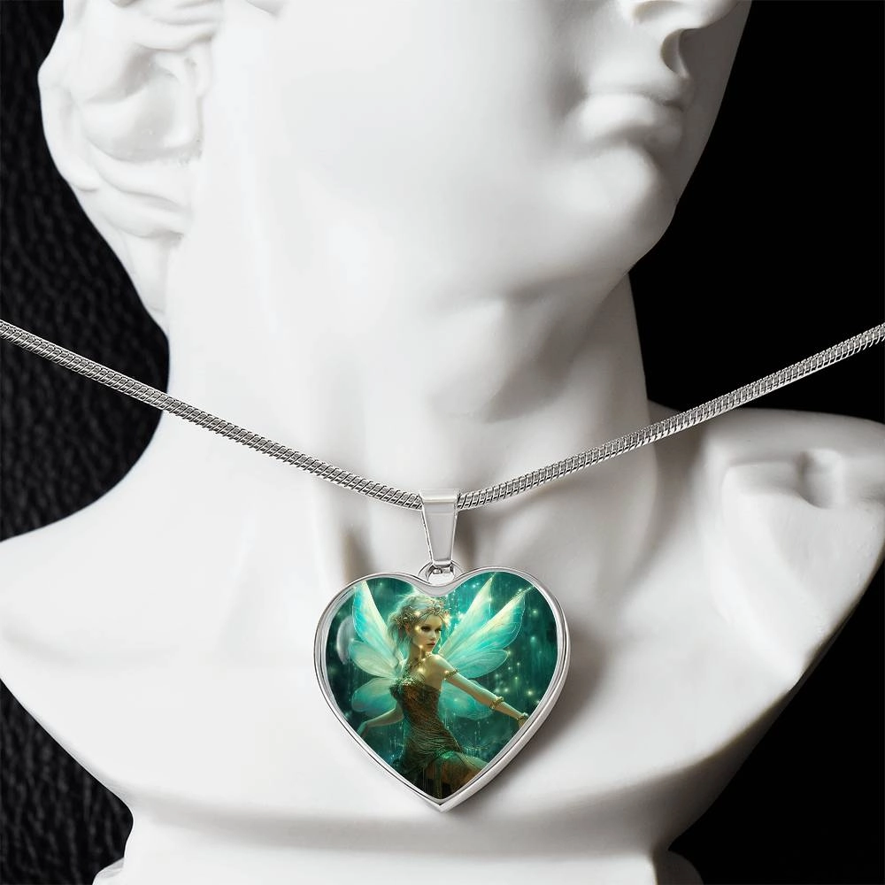 Nature Fairy Heart Pendant Necklace: Turquoise Enchantment - A Symbol of Love & Guardianship | Ideal Gift for Special Women