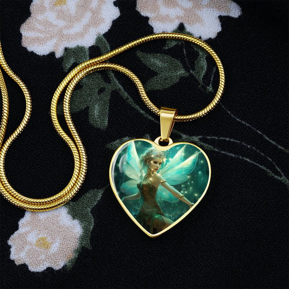 Nature Fairy Heart Pendant Necklace: Turquoise Enchantment - A Symbol of Love & Guardianship | Ideal Gift for Special Women