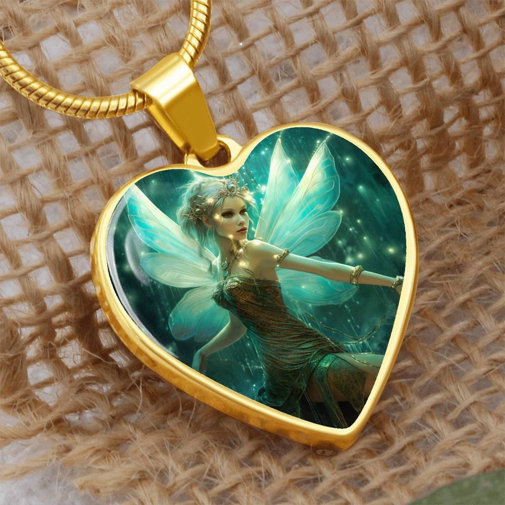 Nature Fairy Heart Pendant Necklace: Turquoise Enchantment - A Symbol of Love & Guardianship | Ideal Gift for Special Women