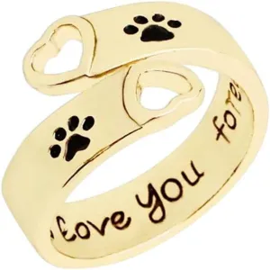 New 2026 I Will Love You Forever Prints Rings Pet Lover Dog Cat Memorial Black Enamel Ring Men Cute Puppy Paw Ring Jewelry Couple Jewelry Fashion Accessories Creative Gift