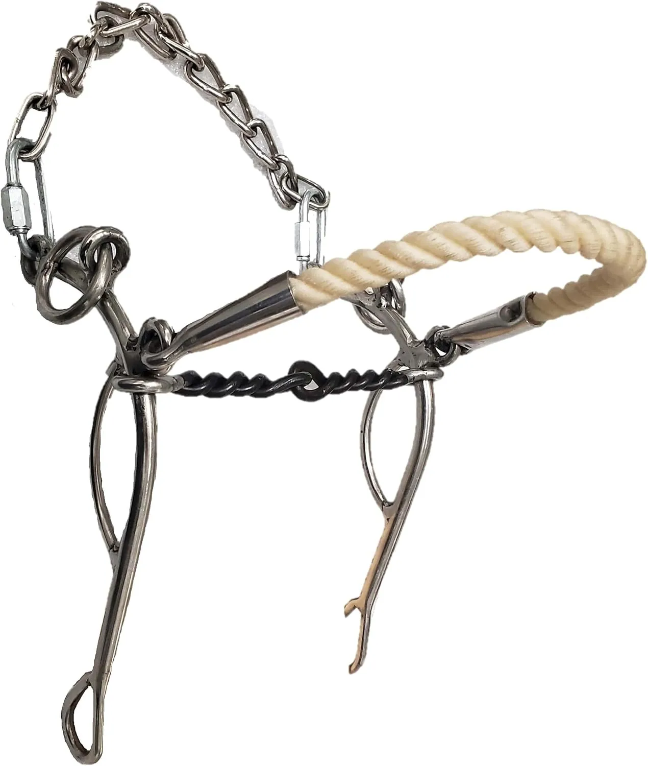 New 5" Twisted Wire Stainless Steel Rope Nose Combo Hackamore/Gag Bit