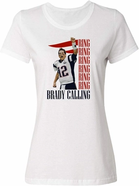 New England Fans Brady SB 6 Rings Goat Ladies Crewneck T-Shirt (White, XX-Large)