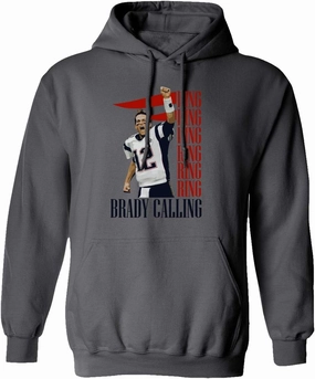 New England Fans Brady SB 6 Rings Goat Men's Hooded Sweatshirt (Gray, Medium)