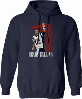 New England Fans Brady SB 6 Rings Goat Men's Hooded Sweatshirt (Navy, XXX-Large)