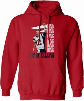 New England Fans Brady SB 6 Rings Goat Men's Hooded Sweatshirt (Red, Small)