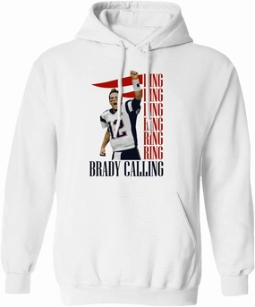 New England Fans Brady SB 6 Rings Goat Men's Hooded Sweatshirt (White, XXX-Large)