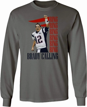 New England Fans Brady SB 6 Rings Goat Men's Long Sleeve T-Shirt (Gray, XXX-Large)