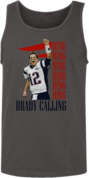 New England Fans Brady SB 6 Rings Goat Men's Tank Top (Gray, Medium)