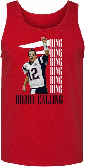 New England Fans Brady SB 6 Rings Goat Men's Tank Top (Red, Medium)