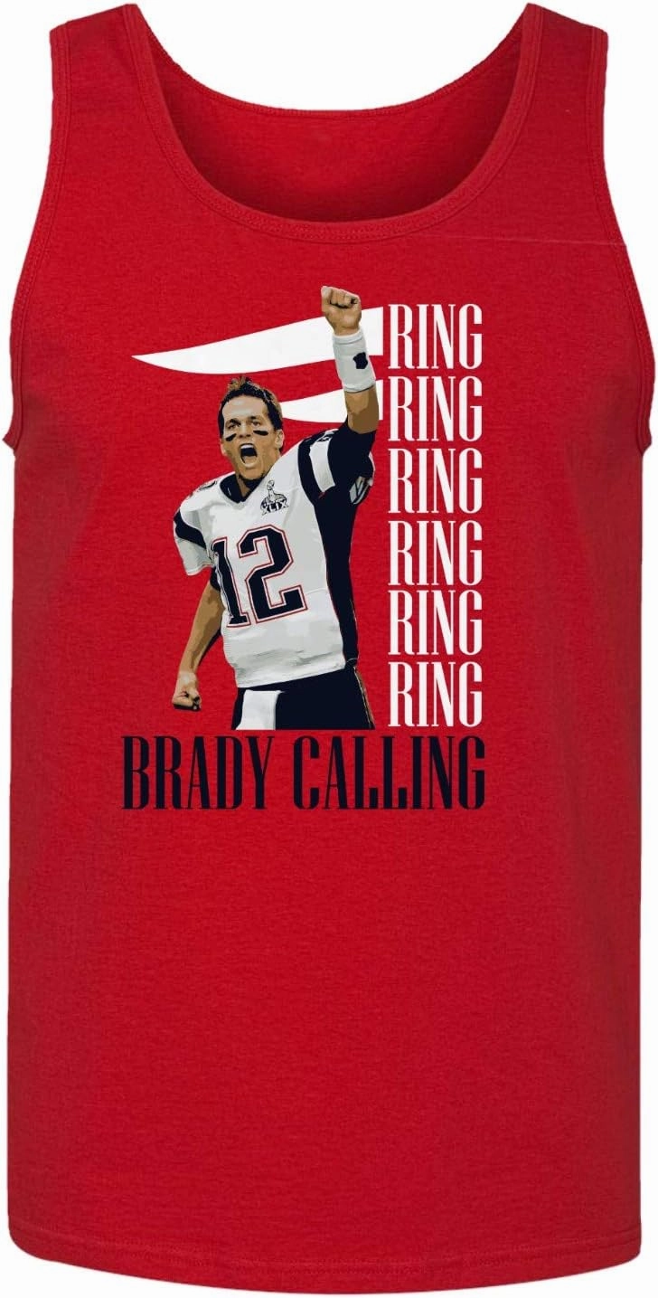 New England Fans Brady SB 6 Rings Goat Men's Tank Top (Red, X-Large)