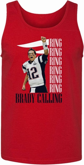New England Fans Brady SB 6 Rings Goat Men's Tank Top (Red, X-Large)