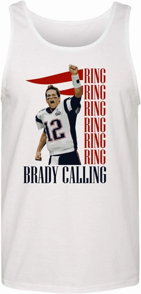New England Fans Brady SB 6 Rings Goat Men's Tank Top (White, XX-Large)