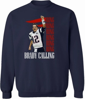 New England Fans Brady SB 6 Rings Goat Unisex Sweatshirt Crewneck Sweater (Navy, Small)