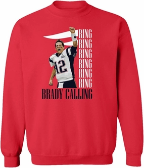 New England Fans Brady SB 6 Rings Goat Unisex Youth Sweatshirt Crewneck Sweater (Red, Youth Small)