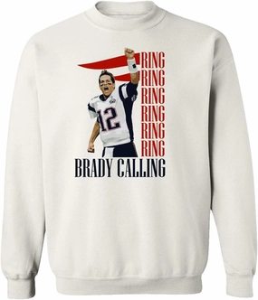 New England Fans Brady SB 6 Rings Goat Unisex Youth Sweatshirt Crewneck Sweater (White, Youth Medium)
