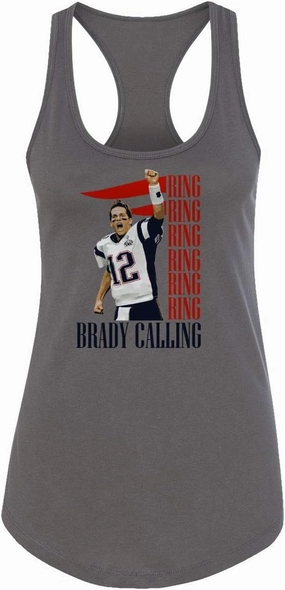 New England Fans Brady SB 6 Rings Goat Women's Racerback Tank Top (Gray, Small)