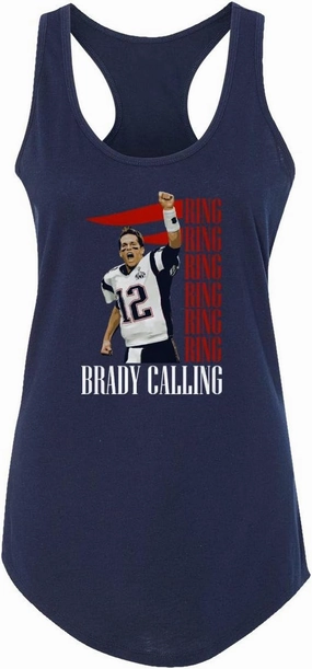 New England Fans Brady SB 6 Rings Goat Women's Racerback Tank Top (Navy, XX-Large)