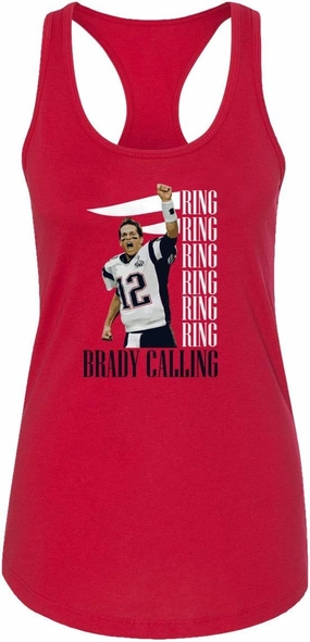 New England Fans Brady SB 6 Rings Goat Women's Racerback Tank Top (Red, XX-Large)
