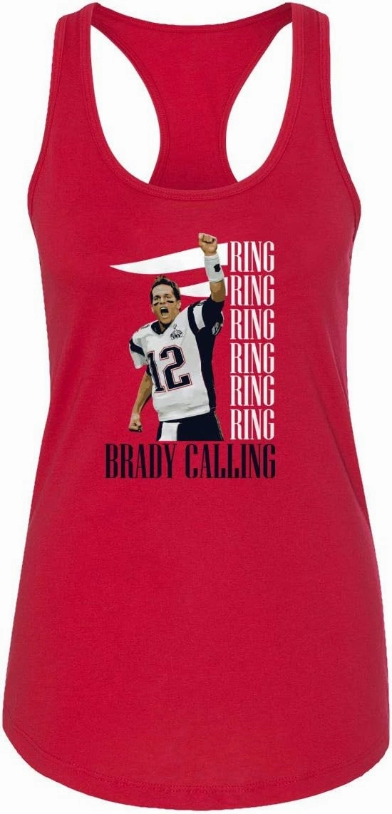 New England Fans Brady SB 6 Rings Goat Women's Racerback Tank Top (Red, XX-Large)