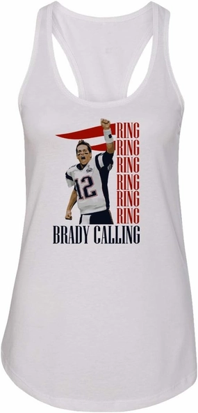 New England Fans Brady SB 6 Rings Goat Women's Racerback Tank Top (White, XX-Large)