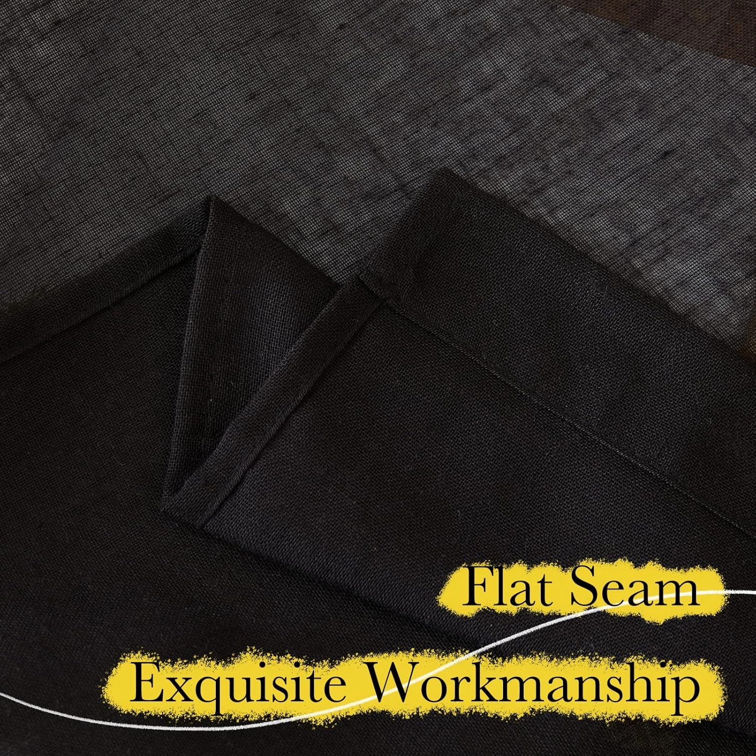 NICETOWN Black Curtains Semi Sheer Linen Texture, Rod Pocket & Back Tab Sheer Linen Blend Window Drapes Aesthetic Privacy with Light Through for Boys Bedroom/Living Room, W52 x L84, 2 Pieces