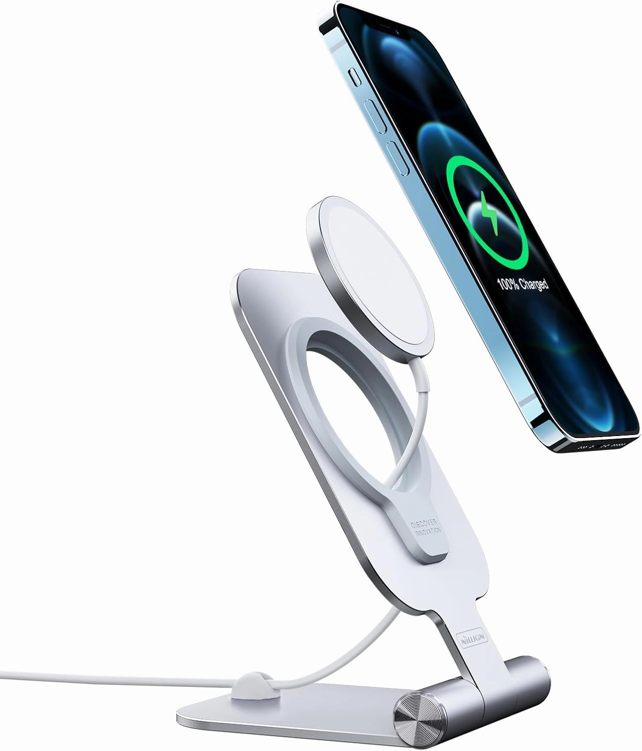 Nillkin MagSafe Charger Stand, Phone Charger Stand Adjustable Mag-Safe Stand for Desk, Adjustable Height Aluminum Compatible with iPhone 15 Pro/14/13/13 Mini/13 Pro/13 Pro Max/12/12 Pro Max/SE 2020