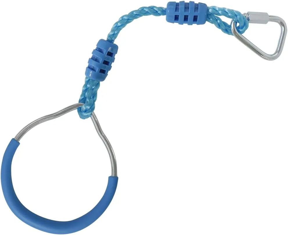 Ninja Warrior Obstacle Course Playset Ninja Ring Trapeze Swing Monkey Bar For Outdoor Indoor Jungle Gym, 2 Blue Monekey Rings Climb Fists Backyard Playground Training Equipment Gymnastic Fitness Fist