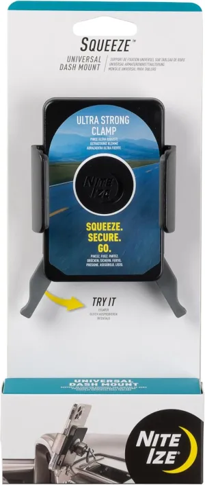 Nite Ize Squeeze Universal Dash Mount - Phone Holder & Mount for Car Dashboard - Cell Phone Accessories with Universal Design - Black