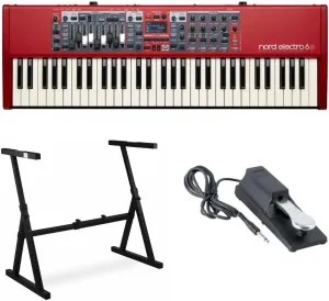 Nord Electro 6D 61-Key Semi-Weighted Action Keyboard Bundle with Nine Drawbars Bundle with Z-Style Stand and Sustain Pedal (3 Items)