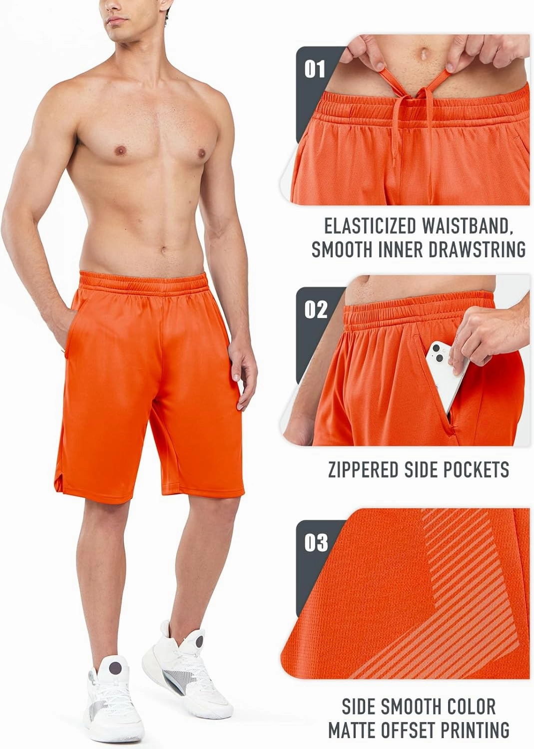 NORTHYARD Men's 10" Athletic Basketball Shorts with Zipper Pockets Quick Dry Lightweight Running Workout Gym Tennis Shorts