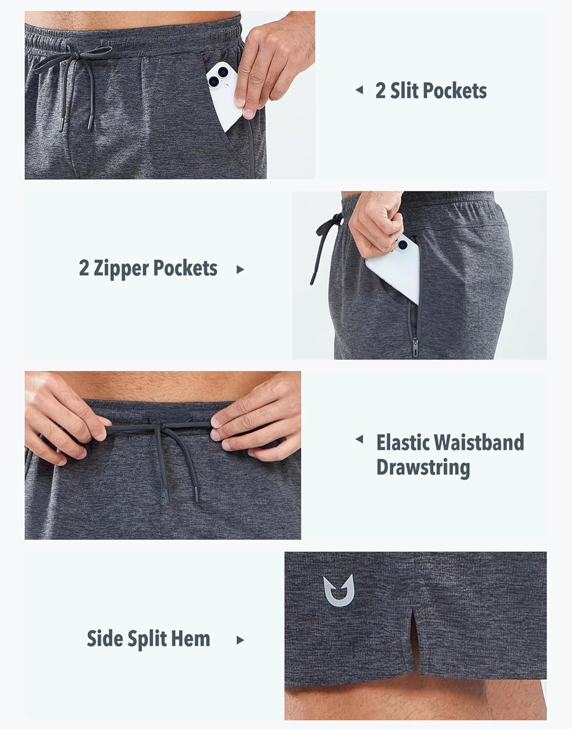 NORTHYARD Men's Athletic Workout Shorts 7'' Running Gym Short Tennis Basketball Quick Dry Lightweight with Zipper Pockets