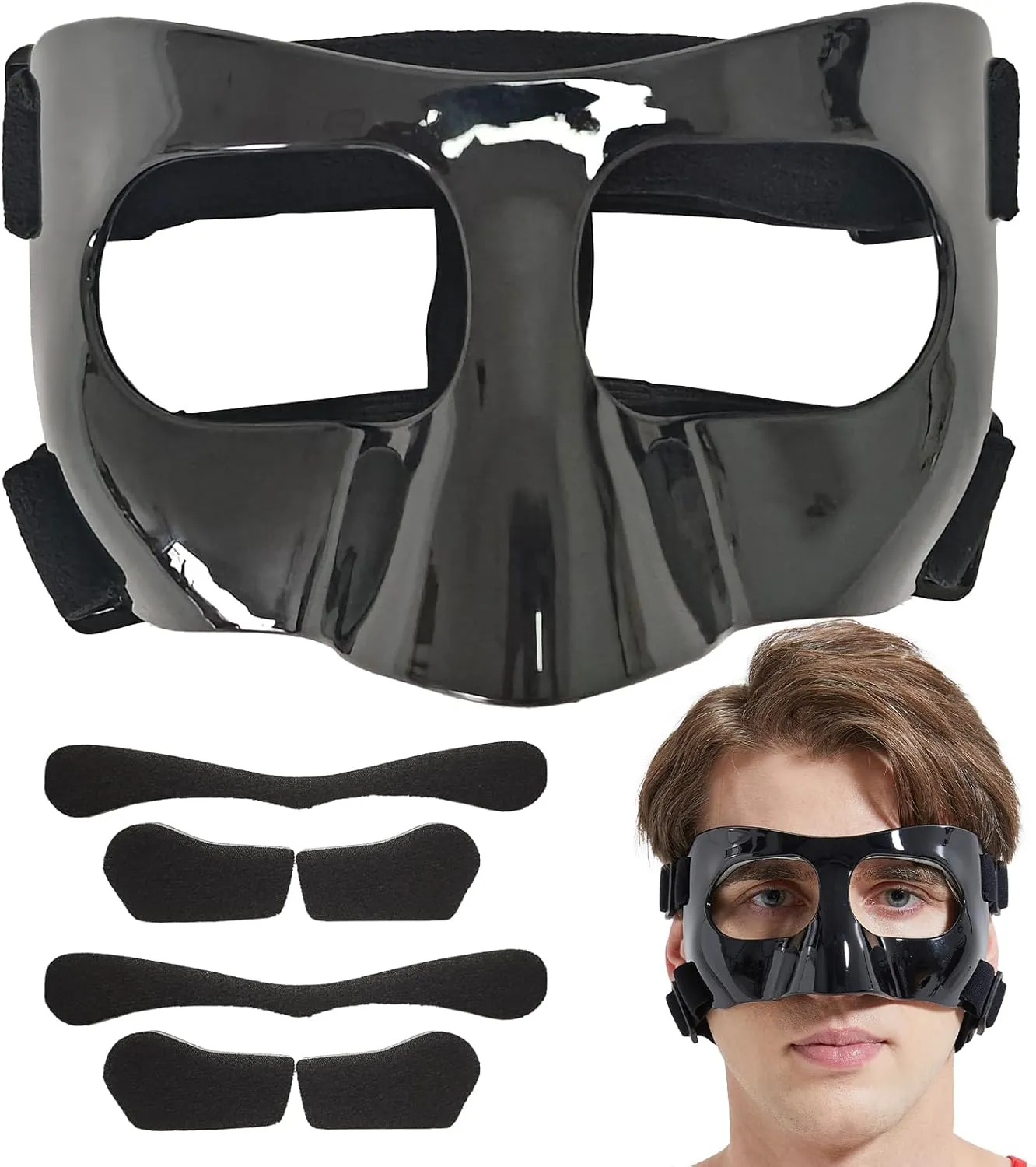 Nose Guard for Broken Nose Adjustable Basketball Baseball Softball Face Guards Face Shield Masks for Adults and Teenagers Sports Training Nose Guard Protects Nose and Face from Injury