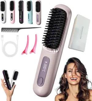 Numoya Go Brush Pro, 2025 New Numoya Portable Straightener Brush - Gobrush Pro, Rechargeable & Cordless Mini Portable Straightener, Fast Heating for Travel (Purple Gray)