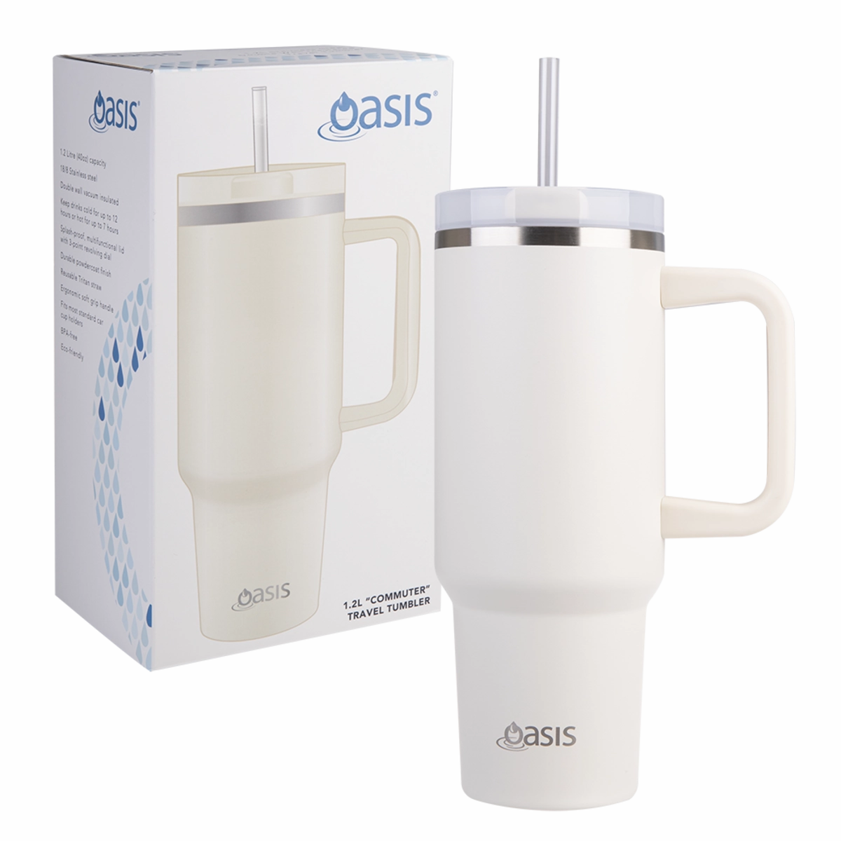 Oasis Commuter Travel Tumbler S/S Double Wall Insulated 1.2L - Alabaster