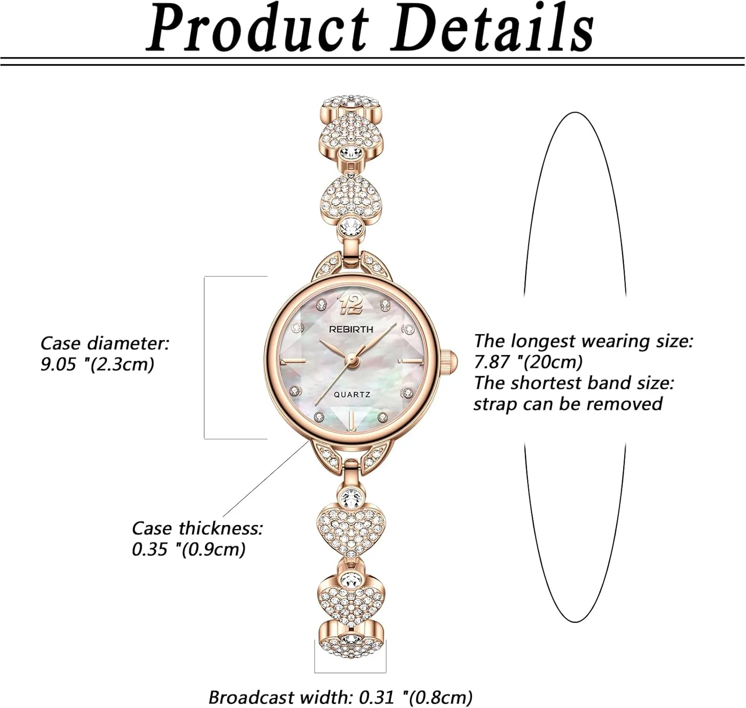 OIDEA Rhinestone Bracelet Watch for Women: Elegant Iced Out Wrist Watch Slim Strap Analog Quartz Wristwatch Waterproof Casual Dress Female Ladies Watches
