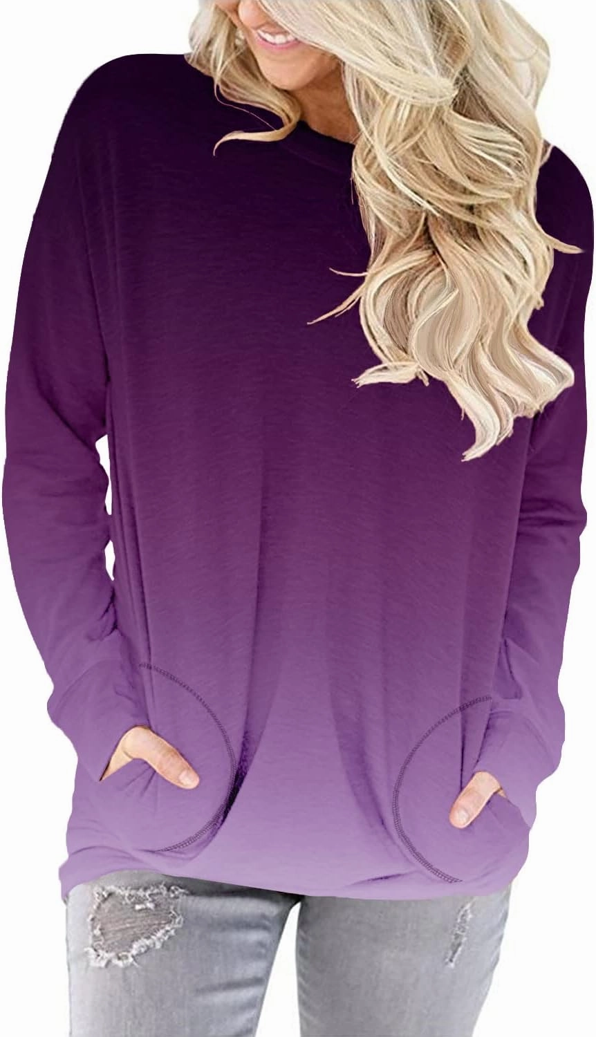 onlypuff Women's Pocket Shirt Graphic Tunic Tops Sweatshirts