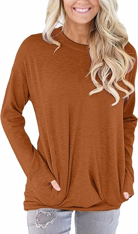 onlypuff Womens Pocket Shirts Pullover Sweatshirt Loose Fit