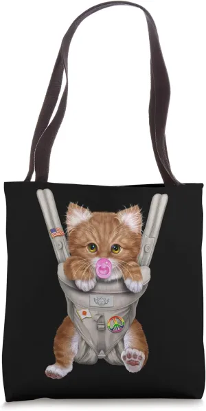Orange Tabby Cat with Pacifier in Baby Carrier Tote Bag
